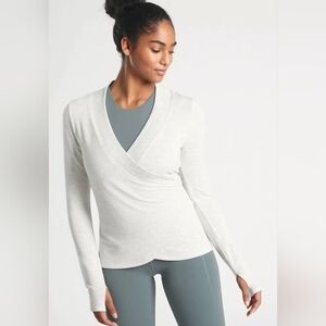 Athleta Cream Wrap Long Sleeve Top